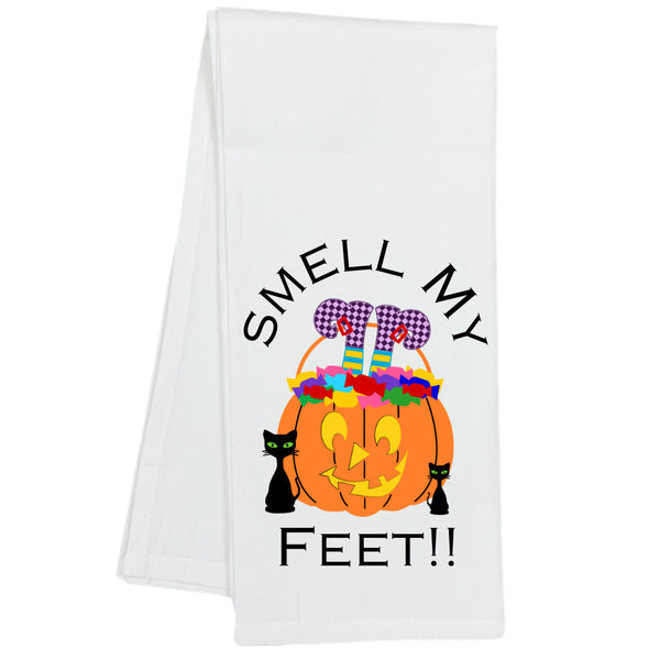 Smell My Feet Witch Feet Candy Bucket Dish Towel, Halloween Kitchen Towel, Hostess Gift, Halloween Party