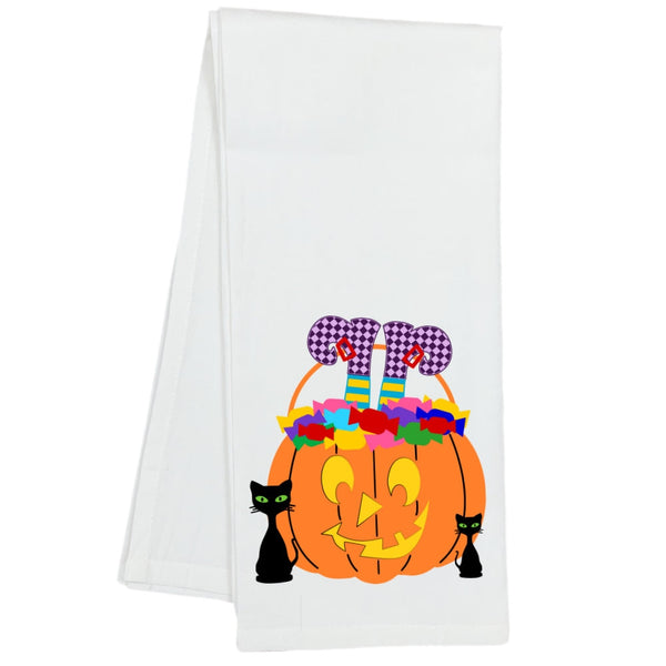Halloween Candy Bucket Kitchen Dish Towel, Hostess Gift, Halloween party, Halloween Decor, Home Decor