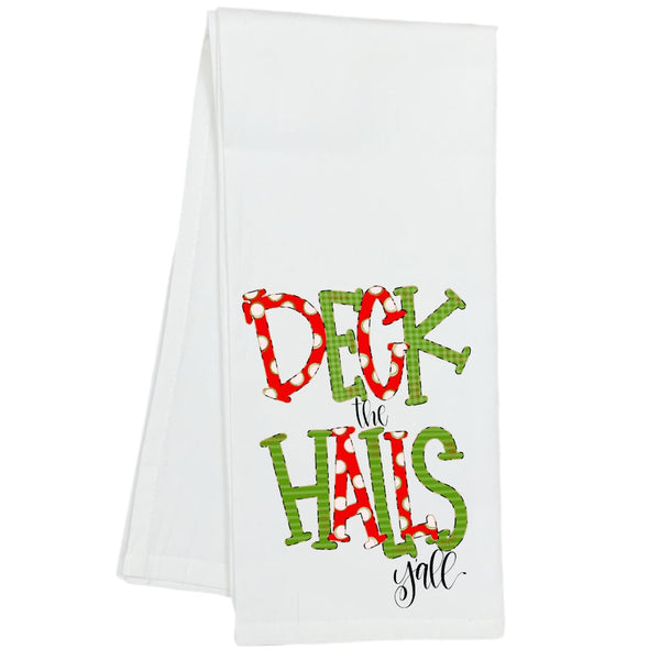 Deck The Halls Y'all Christmas Kitchen Dish Towel, Festive Holiday Towel, Holiday Home Decor, Christmas Gift Box, Teachers Gift,