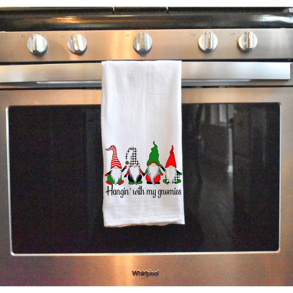 Hangin With My Gnomies Christmas Gnomes Kitchen Dis Towel, Funny Sayings, Gnome Towel, Housewarming, Christmas party gift, Hostess Gift