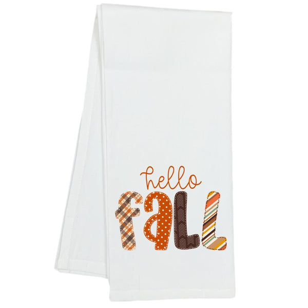 Hello Fall Patchwork Kitchen Towel, Fall Home Decor, Fall Kitchen Decor, Hostess Gift,