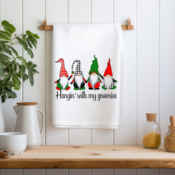 Hangin With My Gnomies Christmas Gnomes Kitchen Dis Towel, Funny Sayings, Gnome Towel, Housewarming, Christmas party gift, Hostess Gift