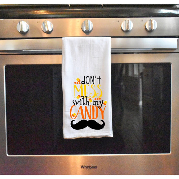 Don't Mess With My Candy Kitchen Dish Towel, Halloween Kitchen Towel, Trick or Treat, Hostess Gift, Halloween Party