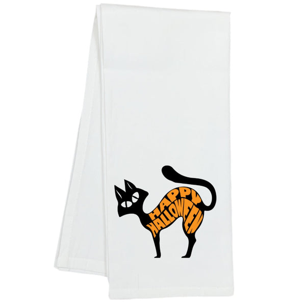 Black Cat Halloween Kitchen Dish Towel, Halloween Hostess Gift, Holiday Home Decor,