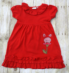 Girls Red Ruffled Bunny Dress