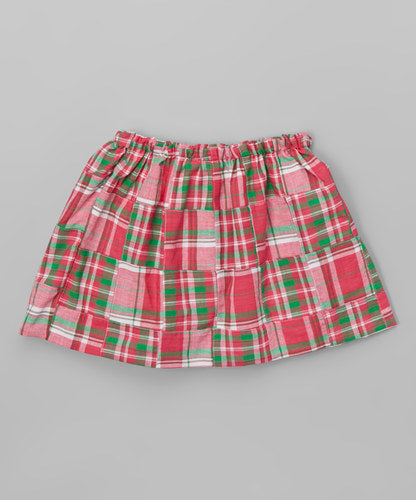 Girls Pink and Lime Madras Twirl Skirt