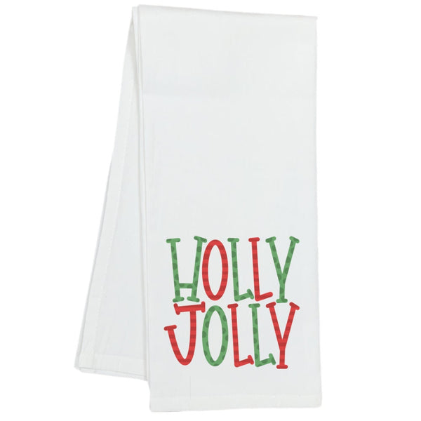 Holly Jolly Festive Christmas Kitchen Dish Towel, Christmas Party Gift, Hostess Gift, Holiday Decor, Holiday Party Linens, Teachers Gift,