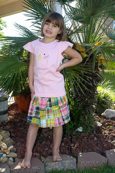 Girls Pink Madras Twirl Skirt